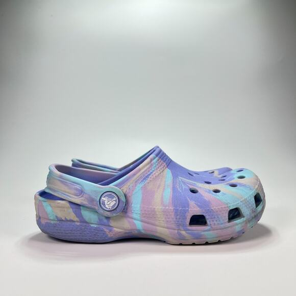 Crocs Classic Marbled Clogs Purple Blue Comfortable Slip On S207646 Youth Size 2 - Picture 1 of 10